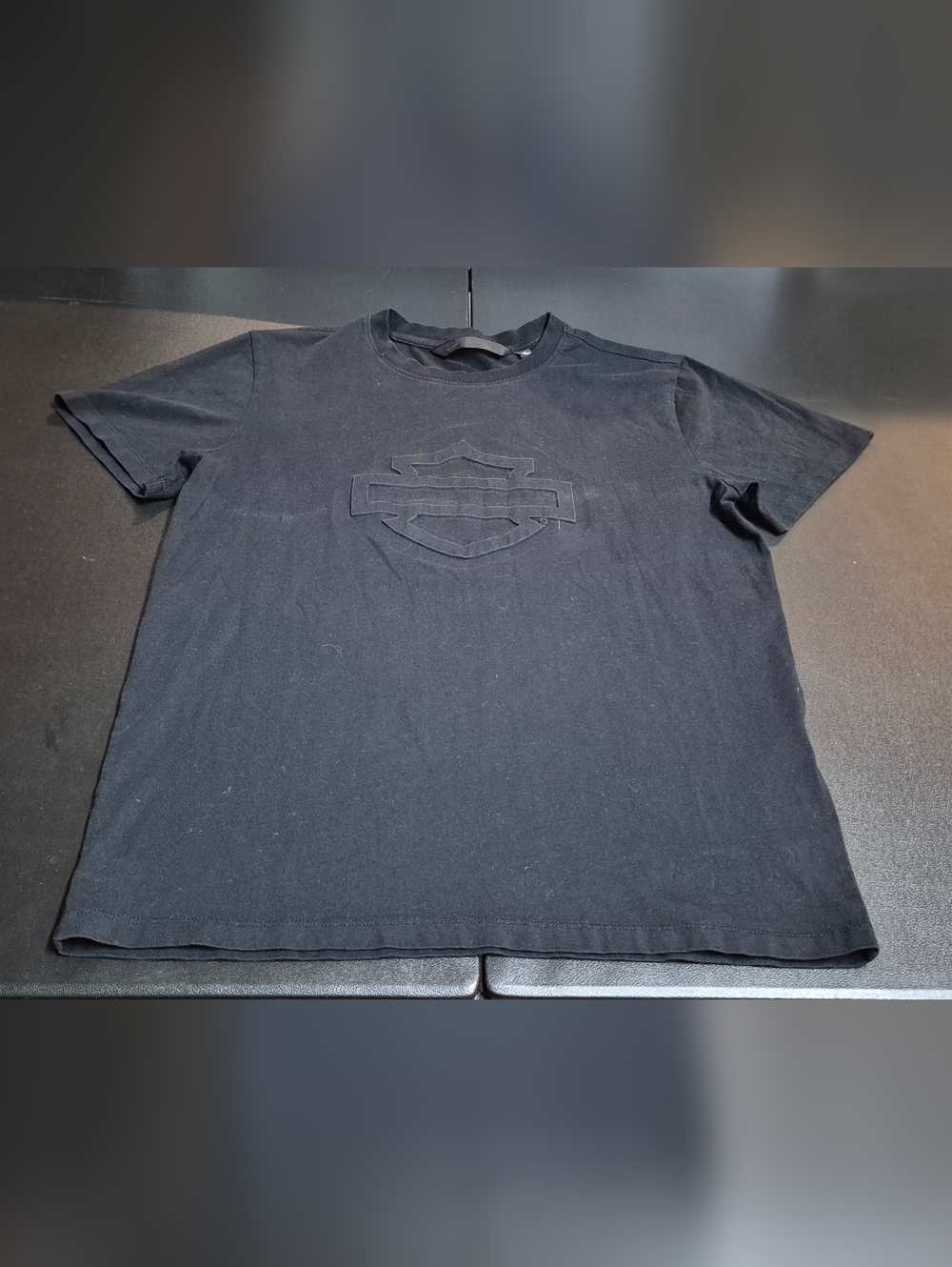 Harley-Davidson Men’s T-Shirt M Black Ghost Bar & Shield Embossed Logo Cotton